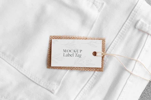 Clothing label mock-up with textile fabric