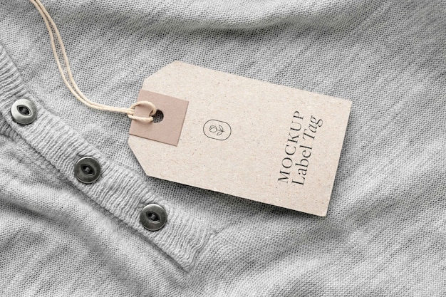 Clothing label mock-up with textile fabric