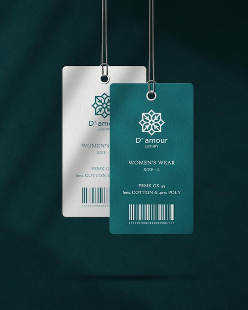 Clothing Level Tag Mockup Hanging