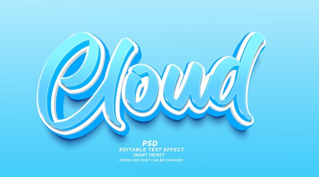 Cloud 3d Editable Text Effect Photoshop PSD Template