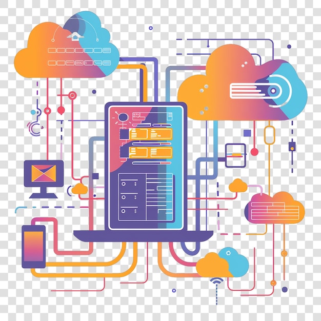 PSD cloud computing realistic photo isolated on transparent background