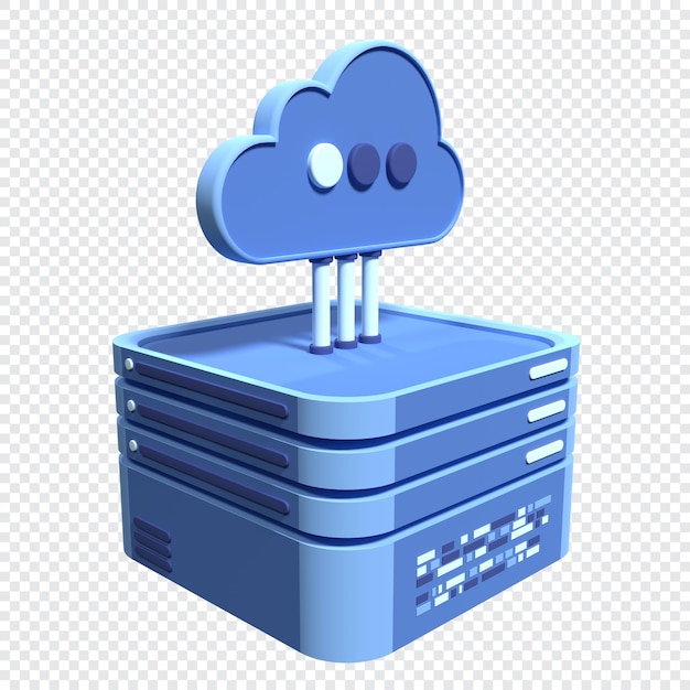 Cloud computing technology Cloud data center with hosting server Cloud service 3d rendering Network and database Cloud storage 3d render illustration