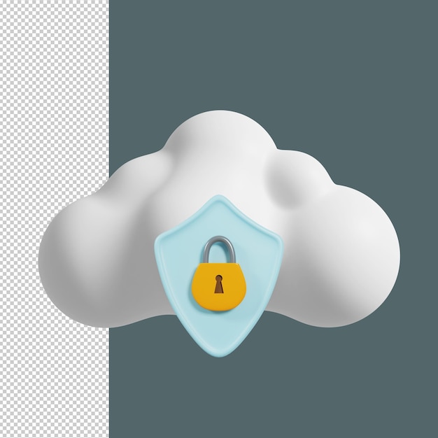 Cloud data protection 3D Render Premium PSD