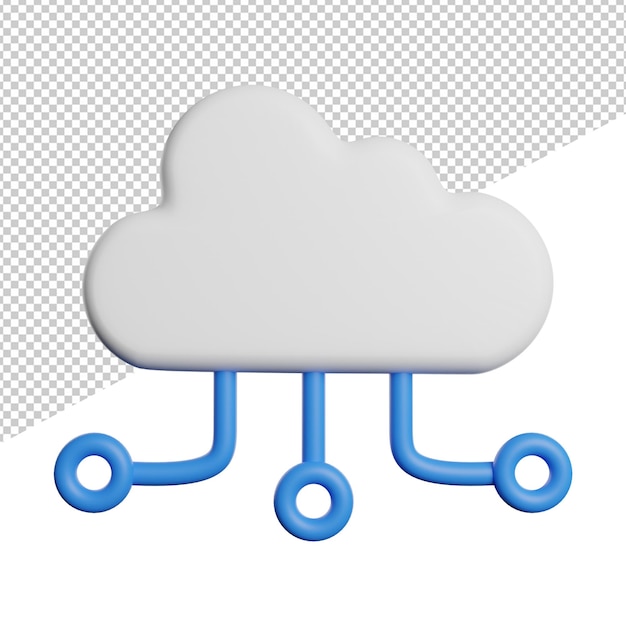 Cloud Data Storage front view 3d icon rendering illustration on transparent background