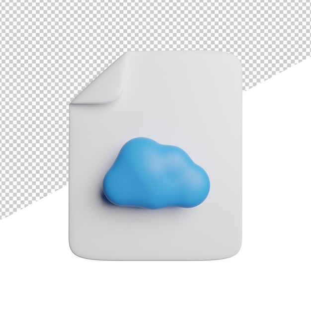 Cloud File Database front view 3d rendering icon illustration on transparent background