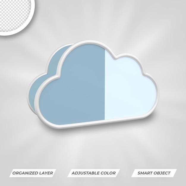 Cloud Icon 3D Left View Premium PSD