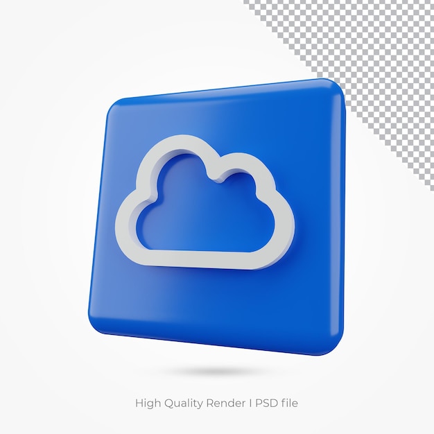 cloud icon for composition Blue 3d rendering