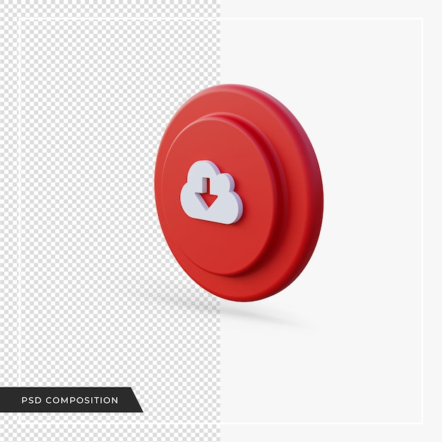 Cloud storage icon red in 3d rendering