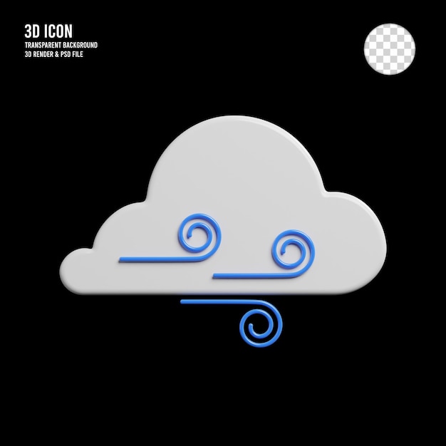 Cloud and wind illustration 3d render icon