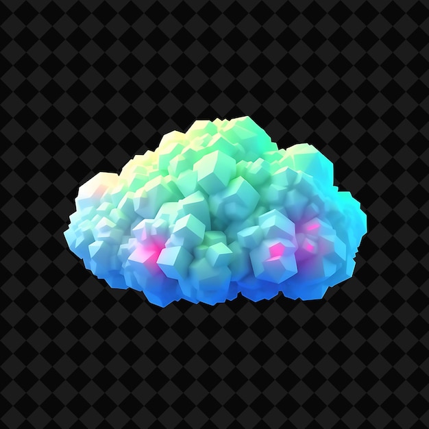 PSD a cloud with colored cubes on the bottom