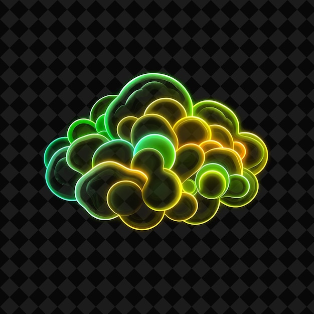 PSD a cloud with green and yellow colors on a black background