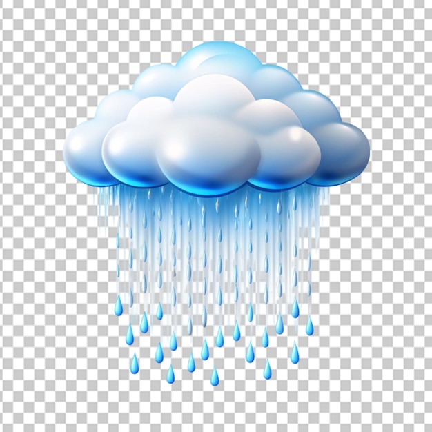 PSD cloud with rain transparent background