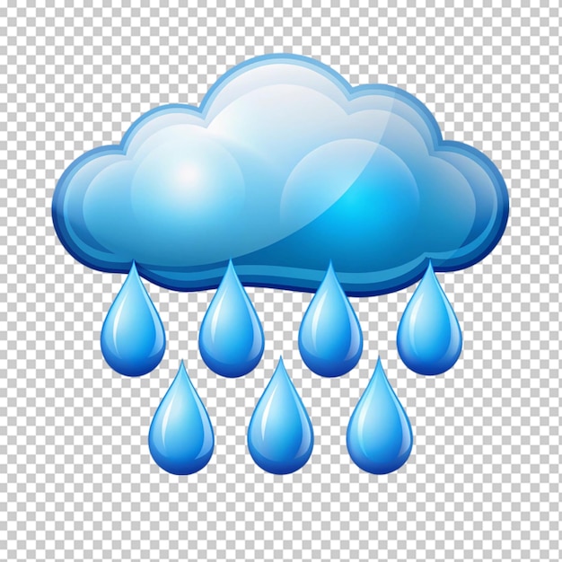 PSD cloud with rain transparent background