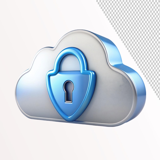 PSD cloud with security on transparent background