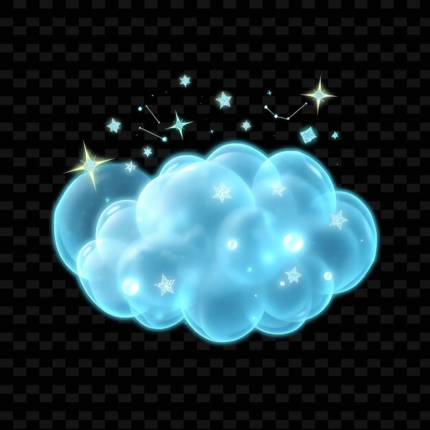 PSD a cloud with stars and the words quot snow quot on it