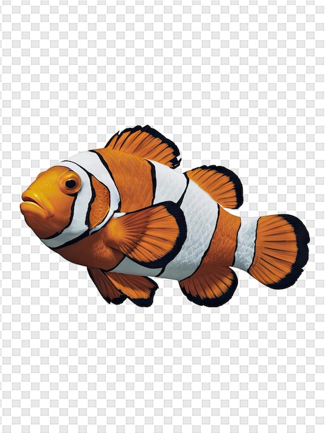 PSD a clown fish with a white stripe and the words clownfish