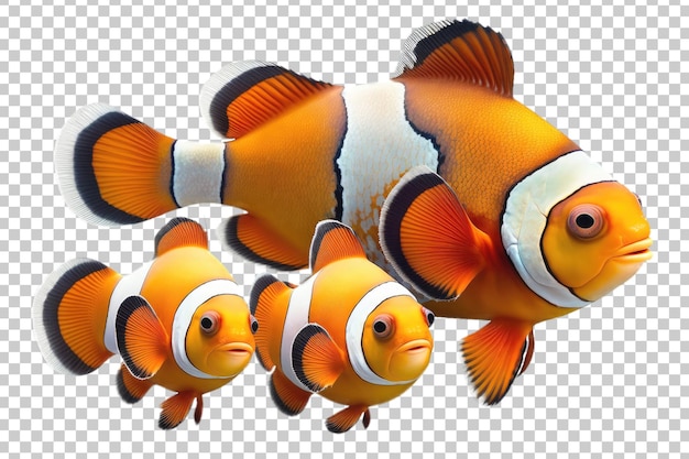 Clownfish Family Isolated on Transparent Background