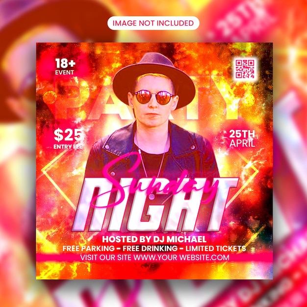 Club Dj Night Party Flayer Social Media Post and Web Banner