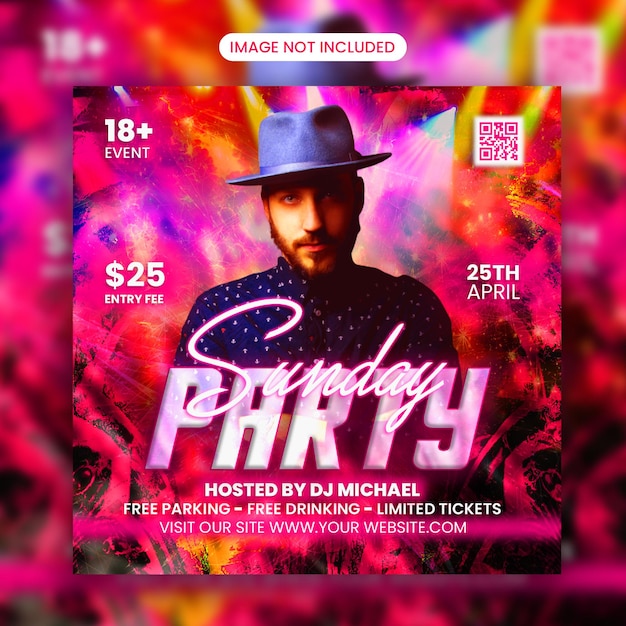 Club Dj Night Party Flayer Social Media Post and Web Banner