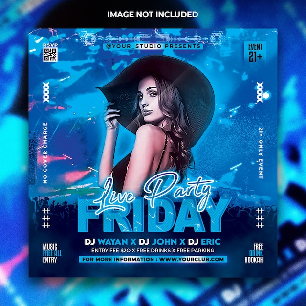 Club dj night party flyer psd template designs