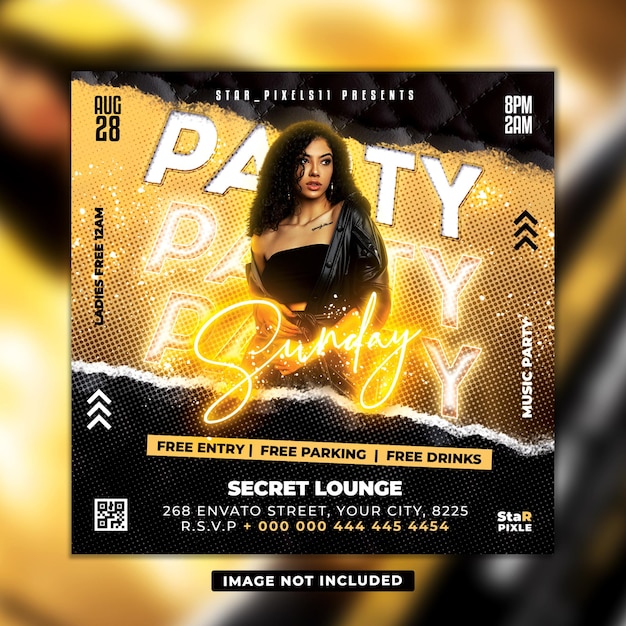 Club dj night party flyer PSD template designs