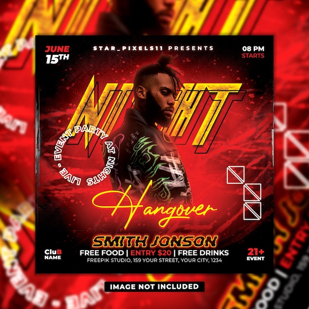 Club dj night party flyer psd template designs