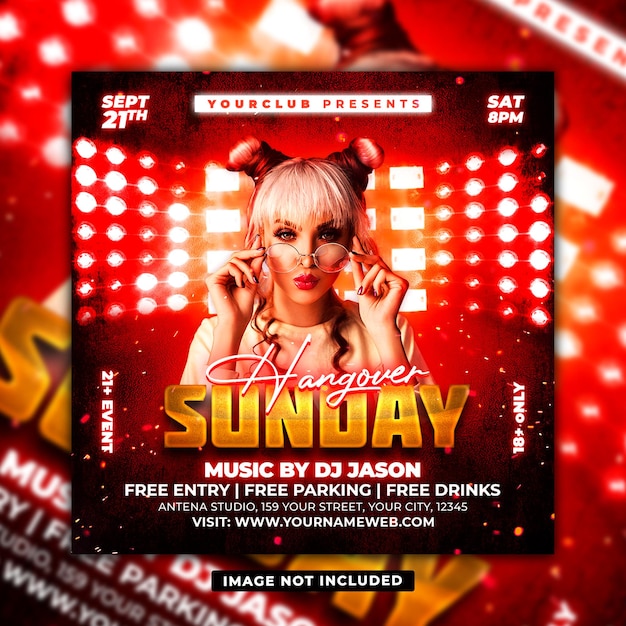 Club dj party flyer event poster template