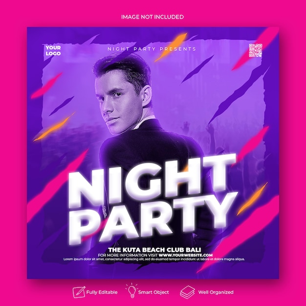 Club dj party flyer instagram story template