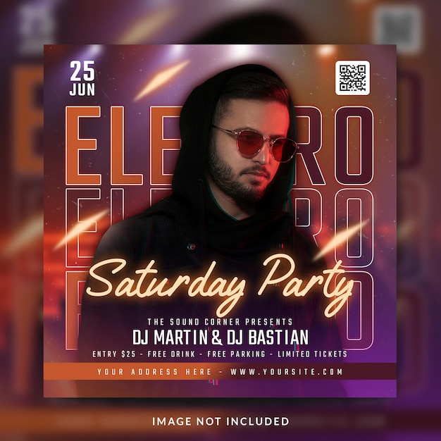 Club dj party flyer social media post and banner template