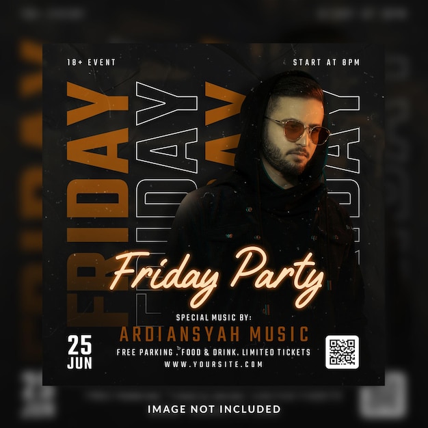 Club dj party flyer social media post and banner template