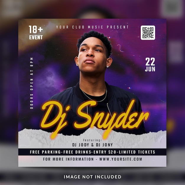 Club dj party flyer social media post and banner template