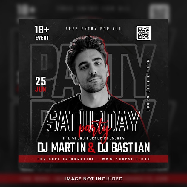 Club dj party flyer social media post and banner template