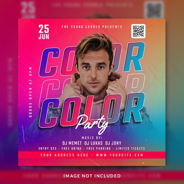 Club dj party flyer social media post and banner template