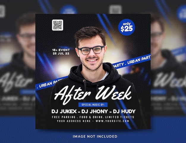 Club dj party flyer social media post and banner template