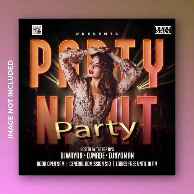 Club dj party flyer social media post design