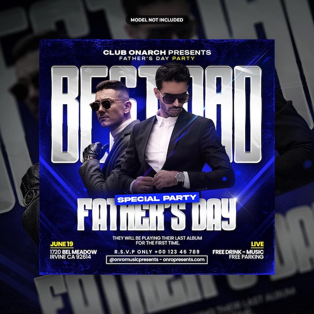 club dj party flyer social media post for fathers day