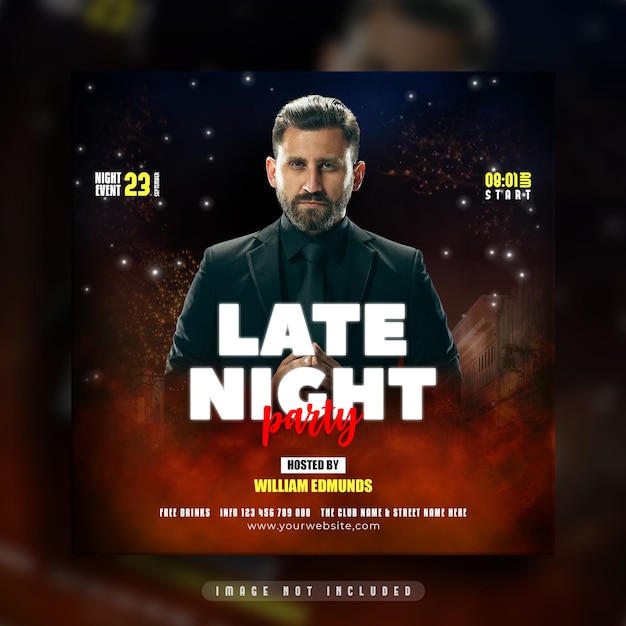 Club dj party flyer social media post and Instagram web banner