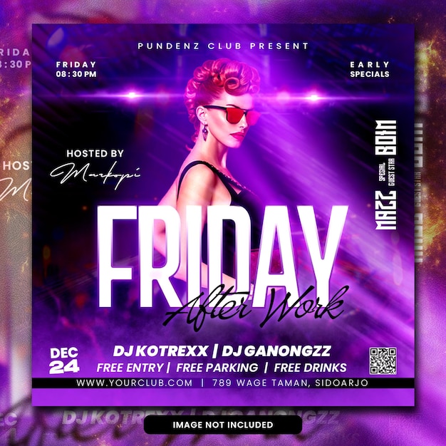 Club dj party flyer social media post Psd