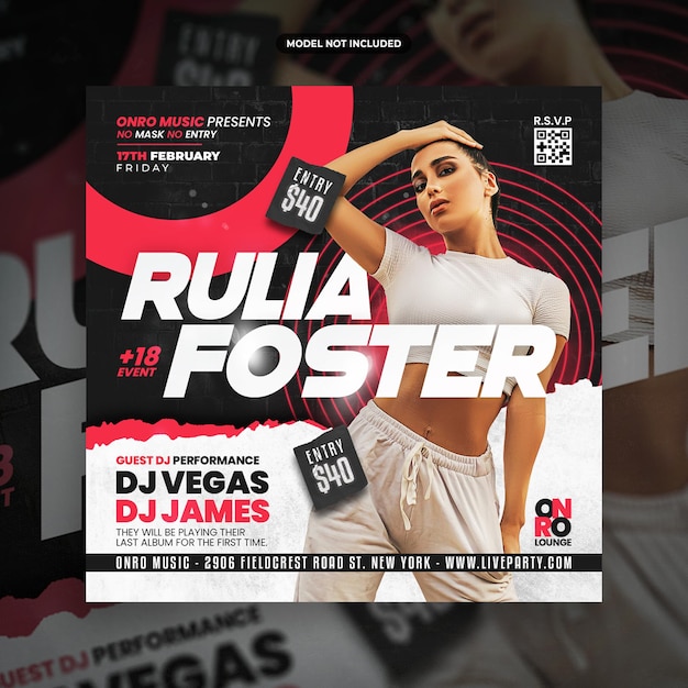 Club dj party flyer social media post template