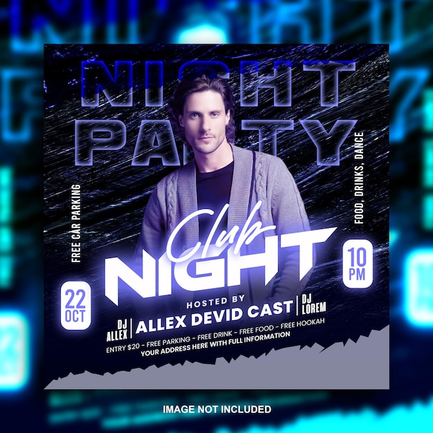 Club dj party flyer social media post and web banner design