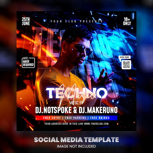 Club dj party flyer social media post and web banner premium psd Premium PSD