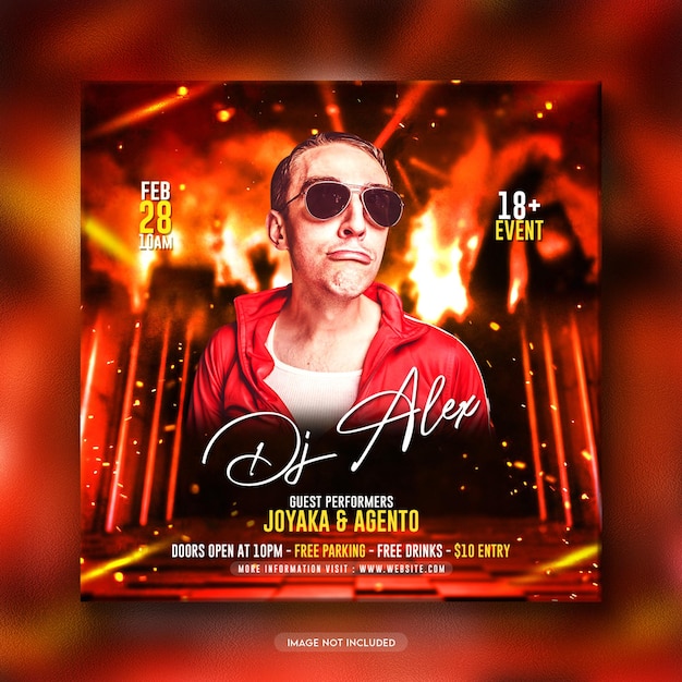 Club dj party flyer social media post and web banner template