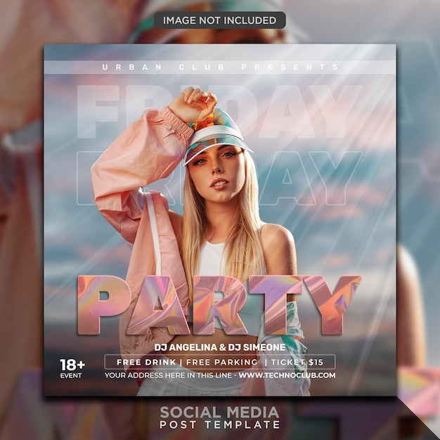 Club dj party flyer social media post and web banner template