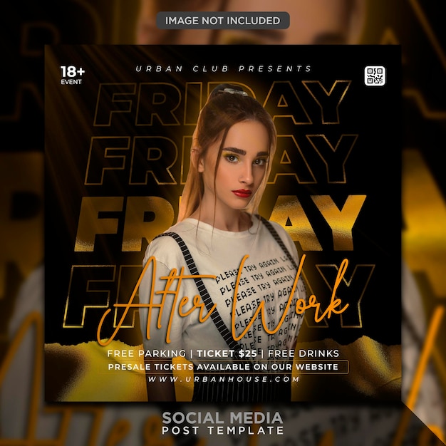 Club dj party flyer social media post and web banner template