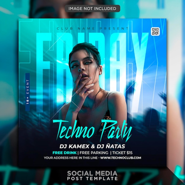 Club dj party flyer social media post and web banner template