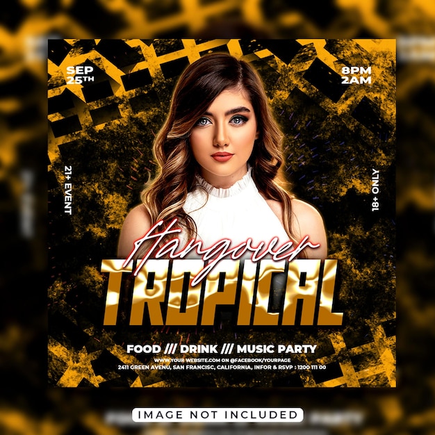 Club dj party flyer social media post and web banner template