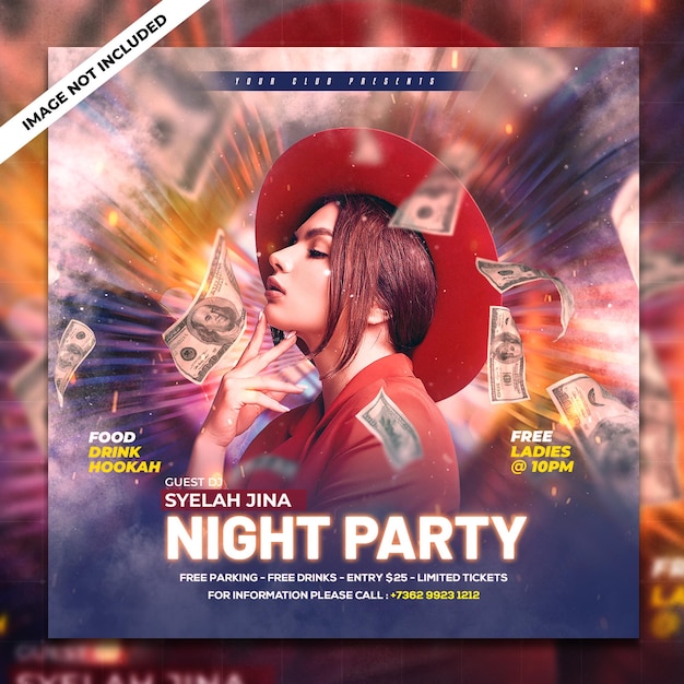 Club dj party flyer social media post and web banner template