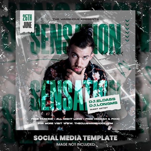 Club dj party flyer social media post and web banner template