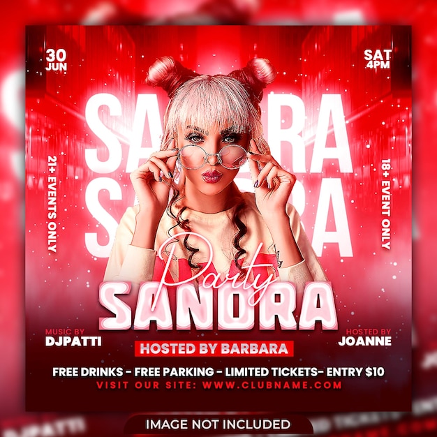 Club dj party flyer social media post and web banner template