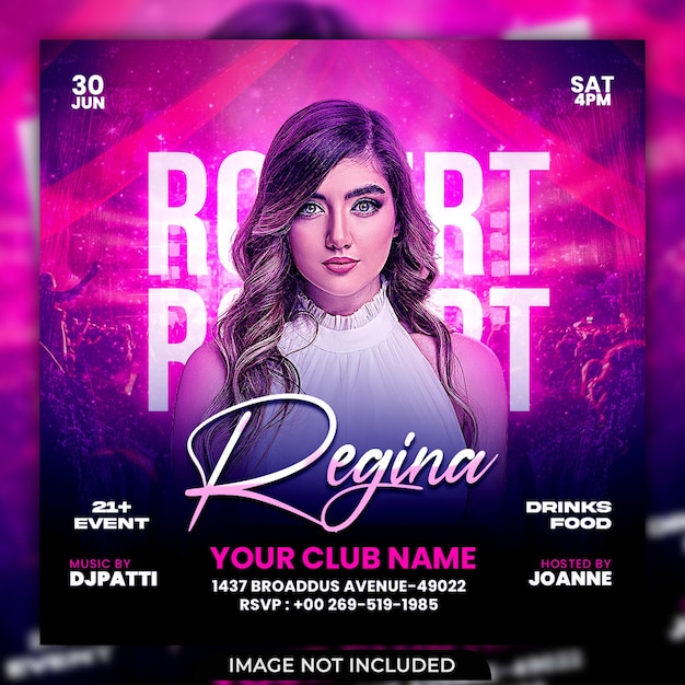 Club dj party flyer social media post and web banner template